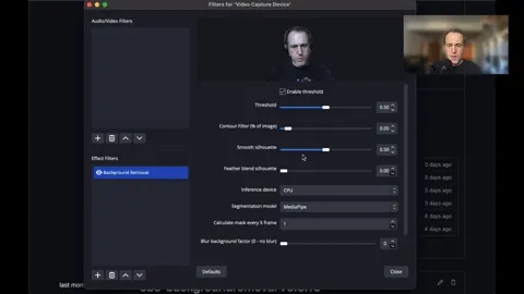 Demo of OBS Background Removal Plugin