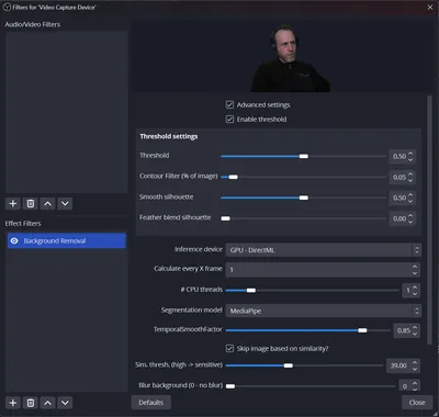Filter Settings Advanced