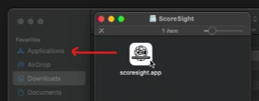 Drag the ScoreSight app to the Applications folder